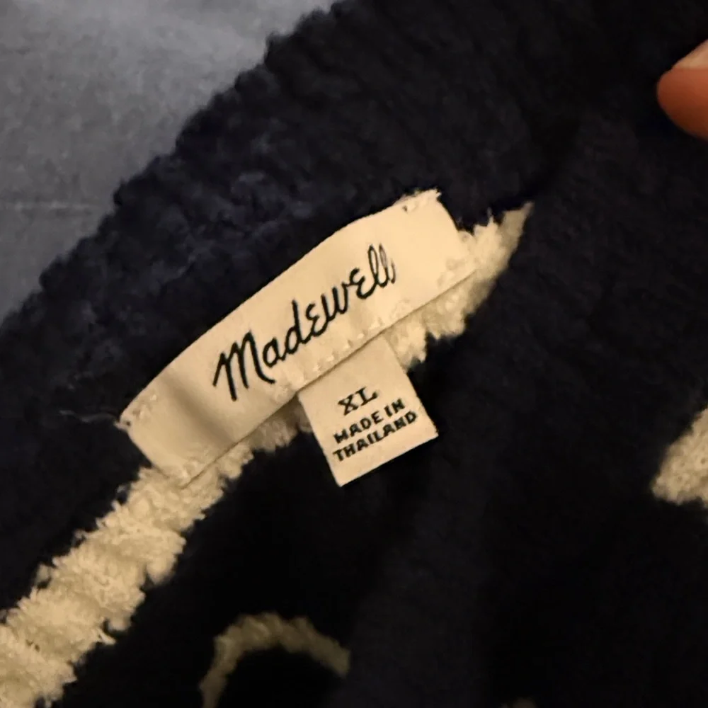 Madewell Bouclé Sweater Tank Navy Ivory Stripe NWOT Size XL Cotton Knit - Picture 5 of 5